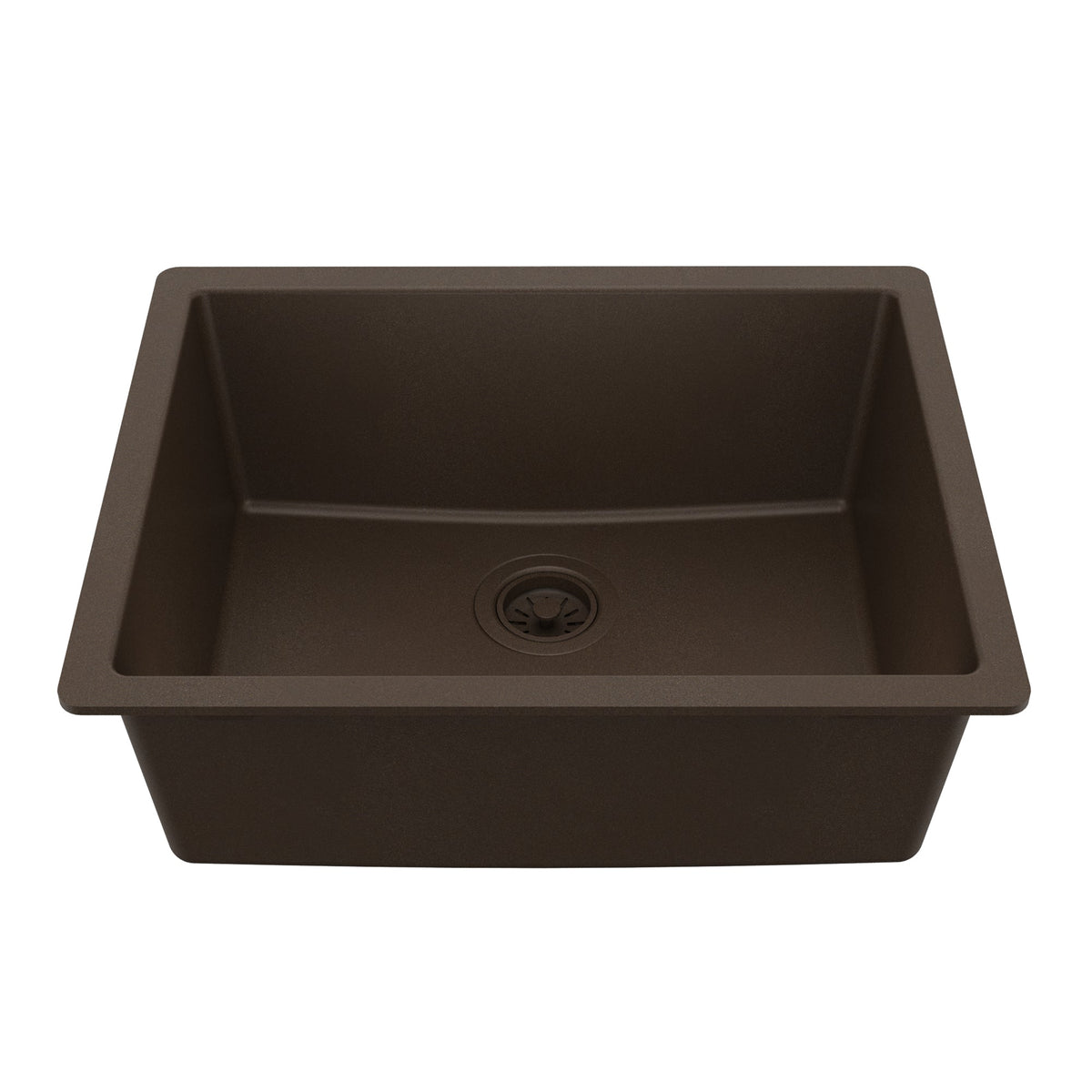 24-3/8" Undermount Single Bowl Quartz Composite Kitchen Sink In Brown