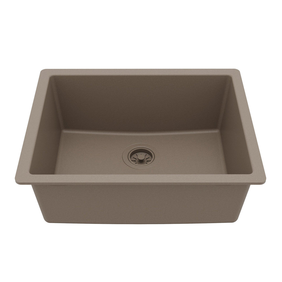 24-3/8" Undermount Single Bowl Quartz Composite Kitchen Sink In Concrete