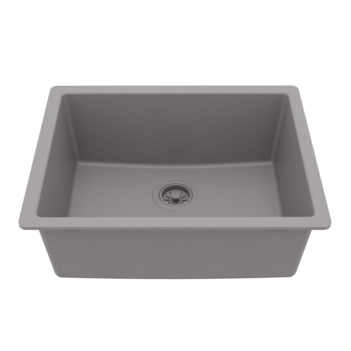 24-3/8" Undermount Single Bowl Quartz Composite Kitchen Sink In Grey