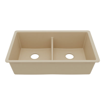 32-3/8" Undermount Double Equal Bowl Granite Kitchen Sink In Bisque