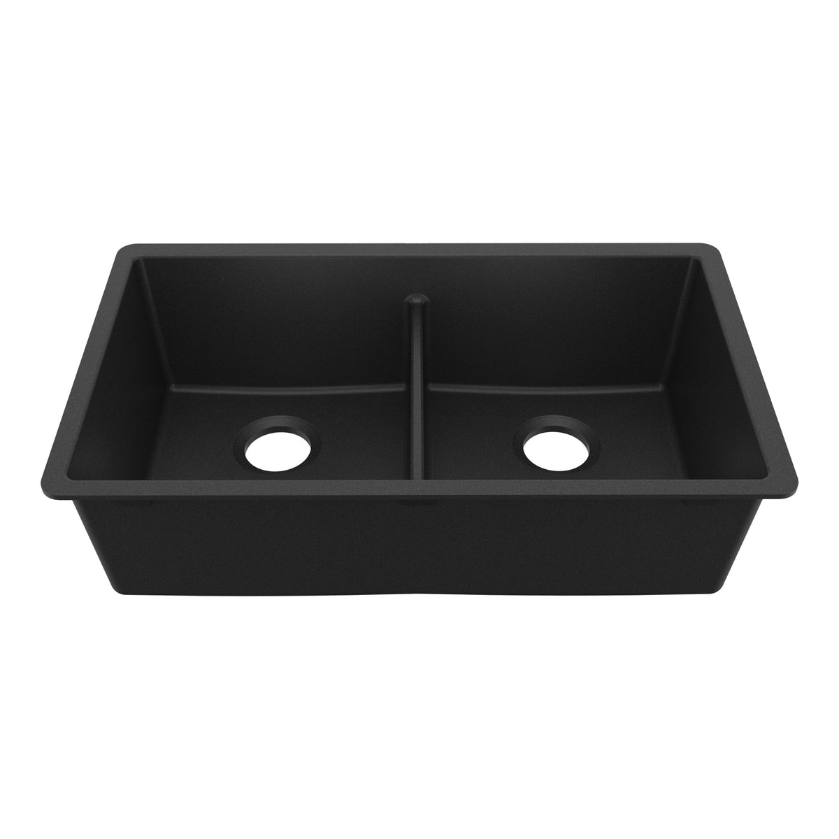 32-3/8" Undermount Double Equal Bowl Granite Kitchen Sink In Black