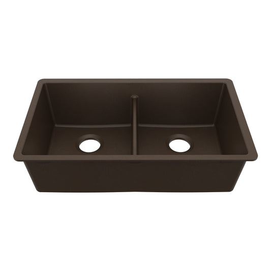 32-3/8" Undermount Double Equal Bowl Granite Kitchen Sink In Brown