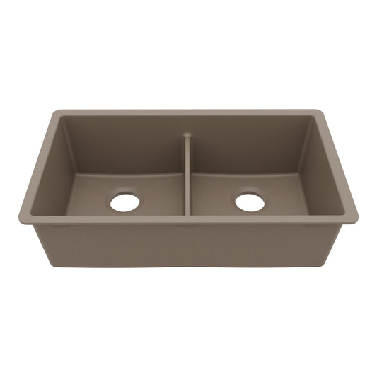 32-3/8" Undermount Double Equal Bowl Granite Kitchen Sink In Concrete