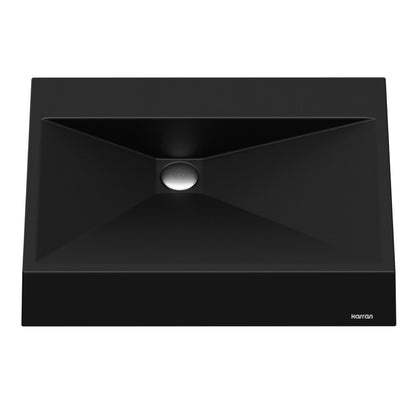 24-1/4" Vessel Quartz Composite Bathroom Sink In Black