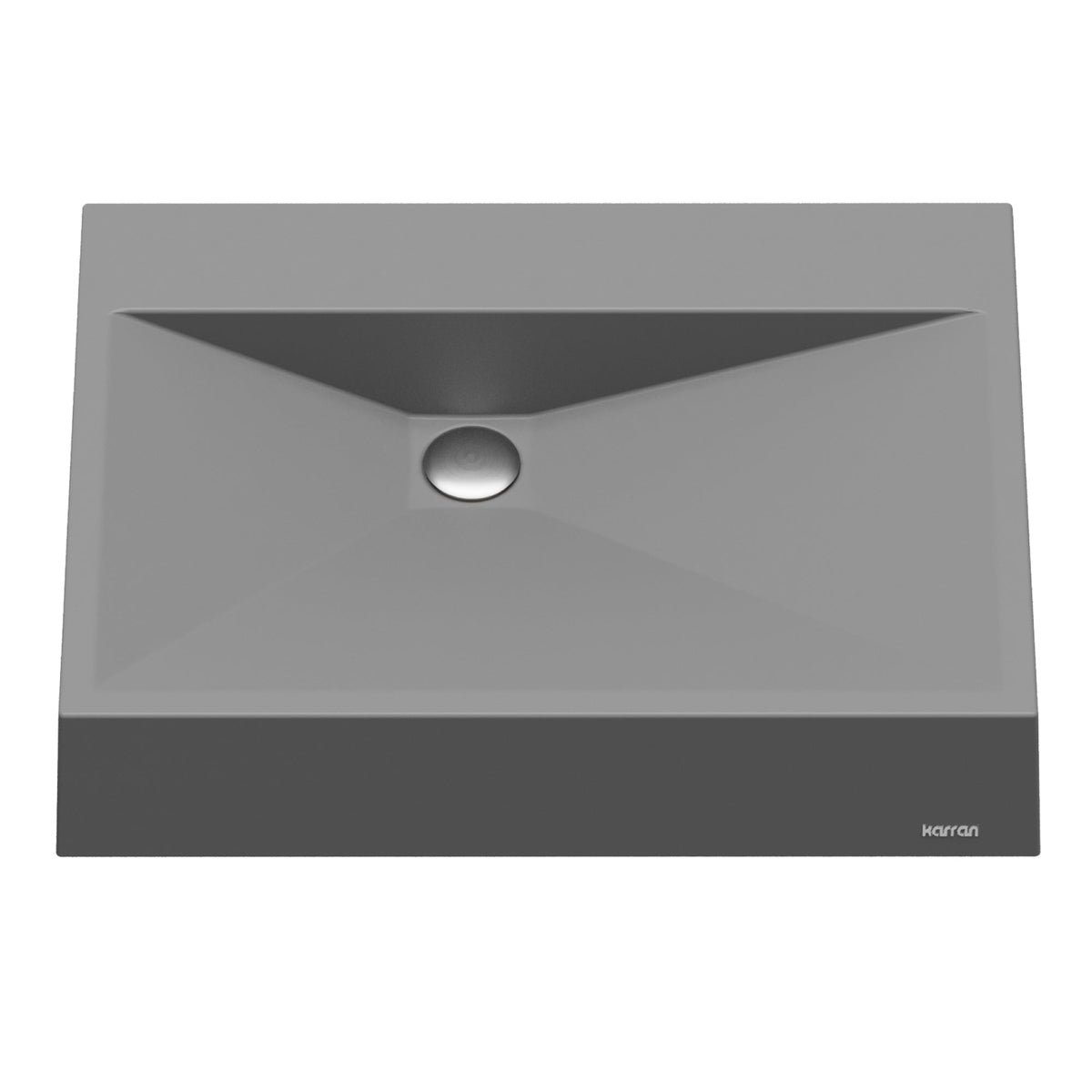 24-1/4" Vessel Quartz Composite Bathroom Sink In Grey