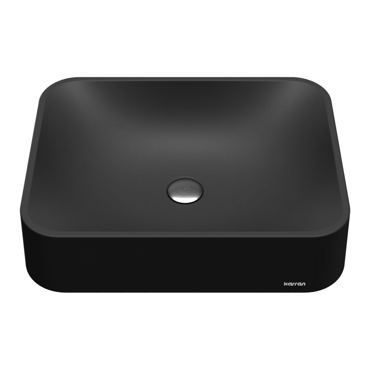 21-1/2" Vessel Quartz Composite Bathroom Sink In Black