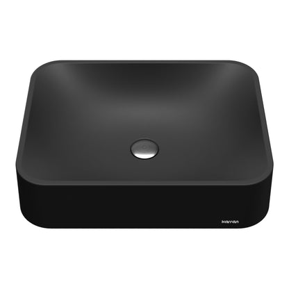 21-1/2" Vessel Quartz Composite Bathroom Sink In Black