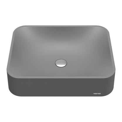 21-1/2" Vessel Quartz Composite Bathroom Sink In Grey