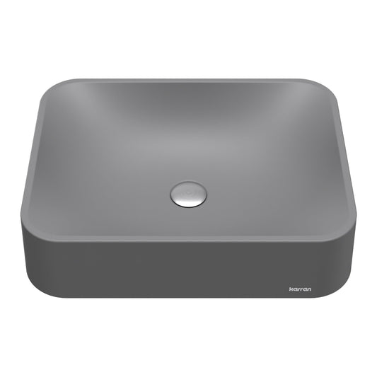 21-1/2" Vessel Quartz Composite Bathroom Sink In Grey