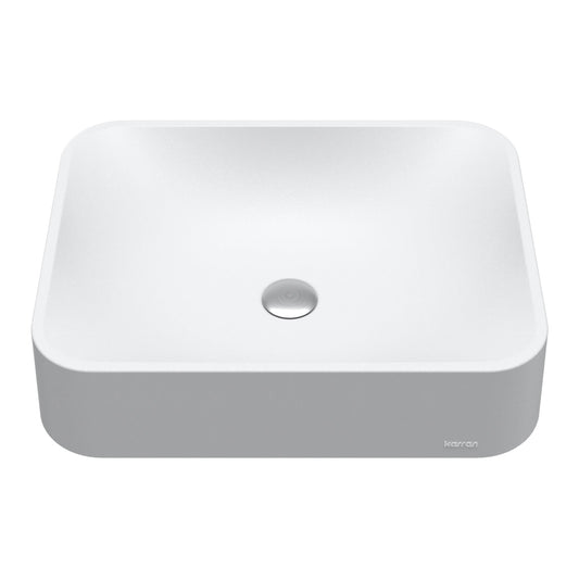 21-1/2" Vessel Quartz Composite Bathroom Sink In White