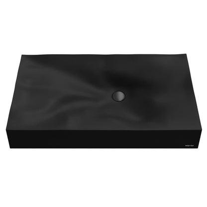 32-1/8" Vessel Quartz Composite Bathroom Sink In Black