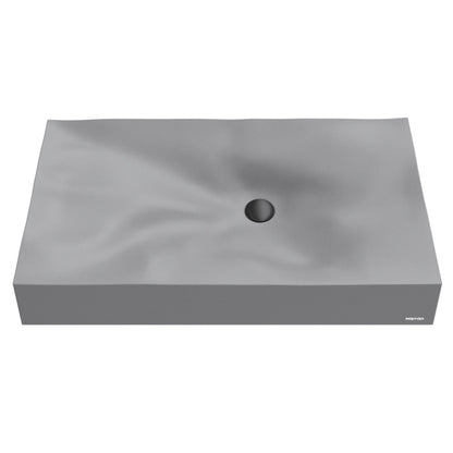 32-1/8" Vessel Quartz Composite Bathroom Sink In Grey