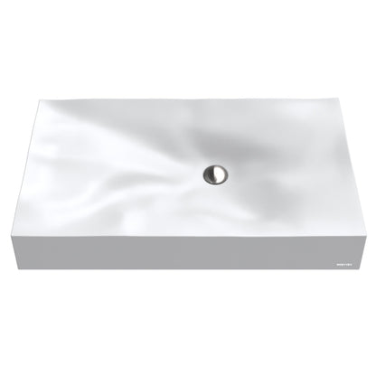 32-1/8" Vessel Quartz Composite Bathroom Sink In White
