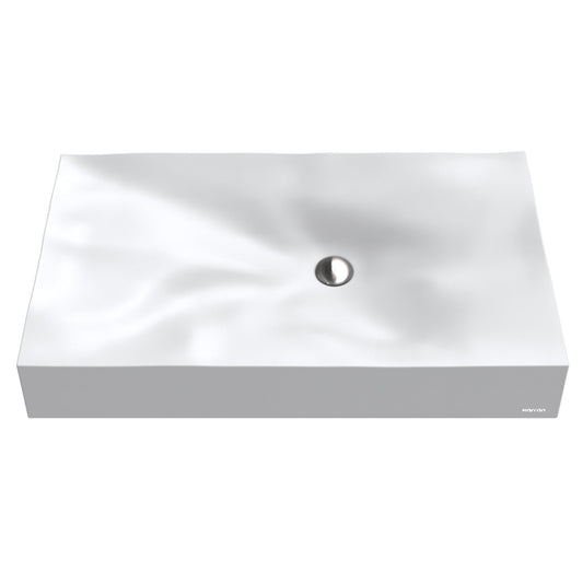 32-1/8" Vessel Quartz Composite Bathroom Sink In White