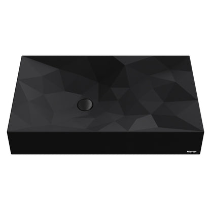 28-1/8" Vessel Quartz Composite Bathroom Sink In Black