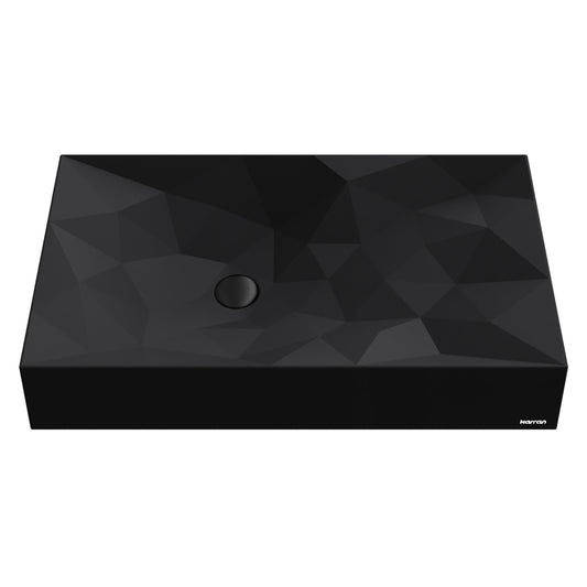 28-1/8" Vessel Quartz Composite Bathroom Sink In Black