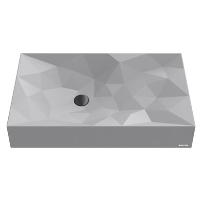 28-1/8" Vessel Quartz Composite Bathroom Sink In Grey