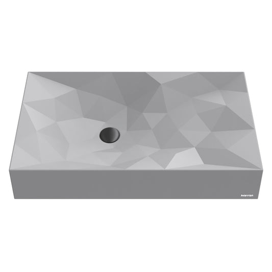 28-1/8" Vessel Quartz Composite Bathroom Sink In Grey