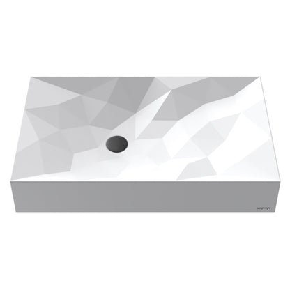 28-1/8" Vessel Quartz Composite Bathroom Sink In White