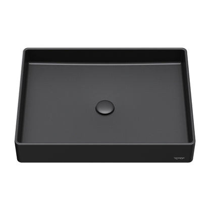 23-5/8" Vessel Quartz Composite Bathroom Sink In Black