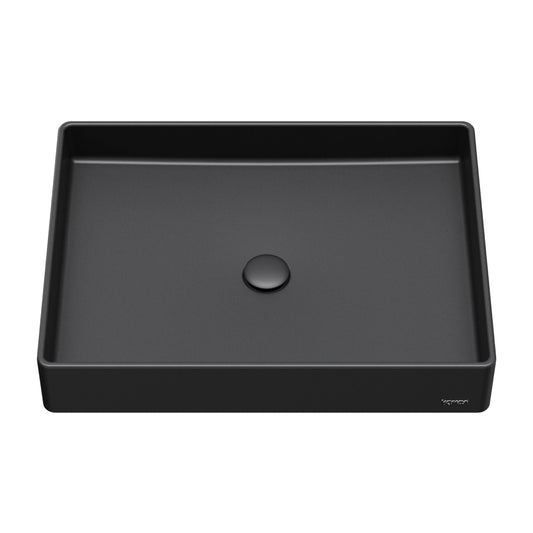23-5/8" Vessel Quartz Composite Bathroom Sink In Black