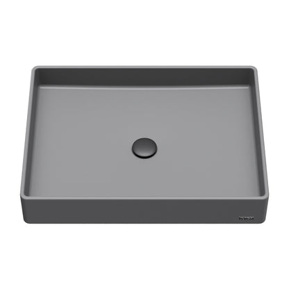 23-5/8" Vessel Quartz Composite Bathroom Sink In Grey