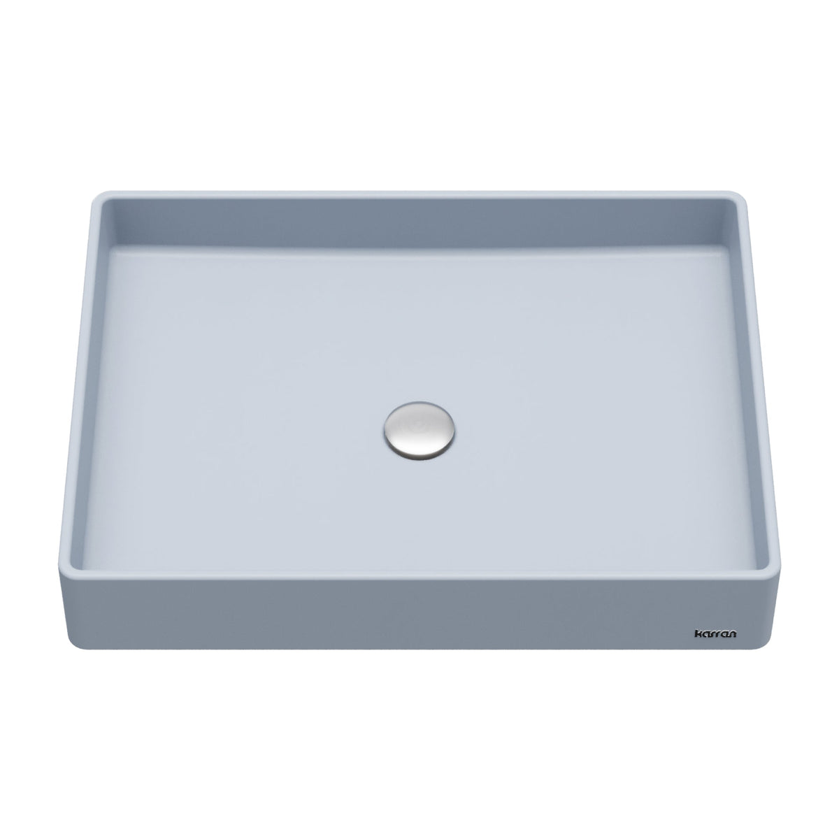 23-5/8" Vessel Quartz Composite Bathroom Sink In Ice Blue