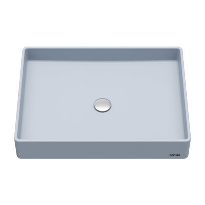 23-5/8" Vessel Quartz Composite Bathroom Sink In Ice Blue
