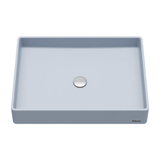 23-5/8" Vessel Quartz Composite Bathroom Sink In Ice Blue
