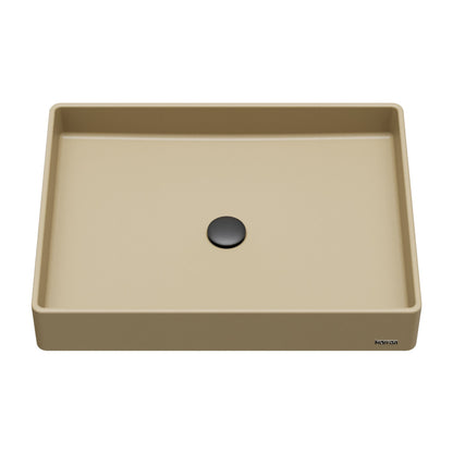 23-5/8" Vessel Quartz Composite Bathroom Sink In Pale Gold