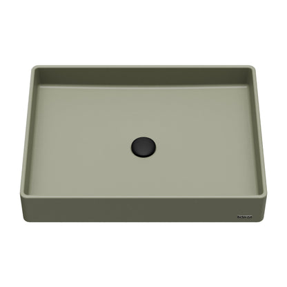 23-5/8" Vessel Quartz Composite Bathroom Sink In Sage Green