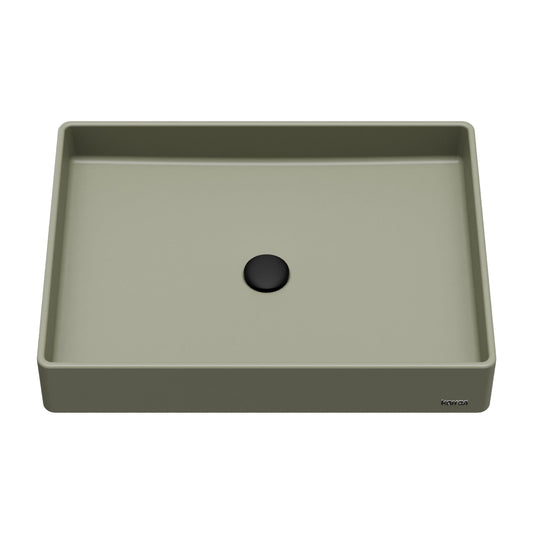 23-5/8" Vessel Quartz Composite Bathroom Sink In Sage Green