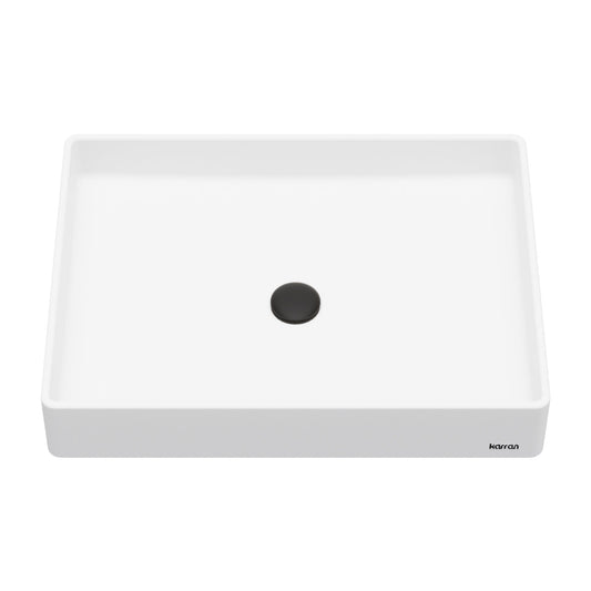 23-5/8" Vessel Quartz Composite Bathroom Sink In White