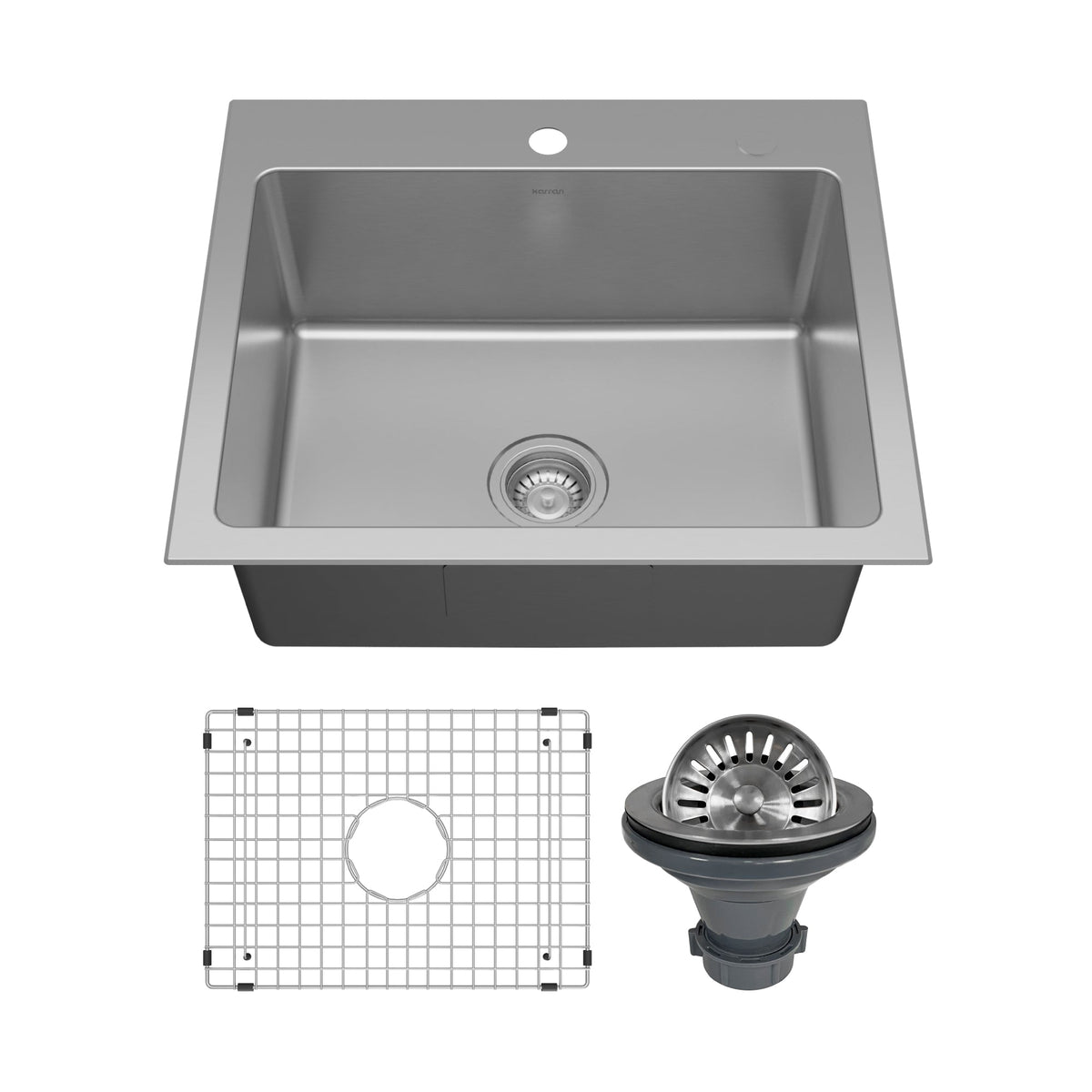 Lansen 25" Top Mount 18 Gauge Single Bowl Stainless Steel Sink with Accessories