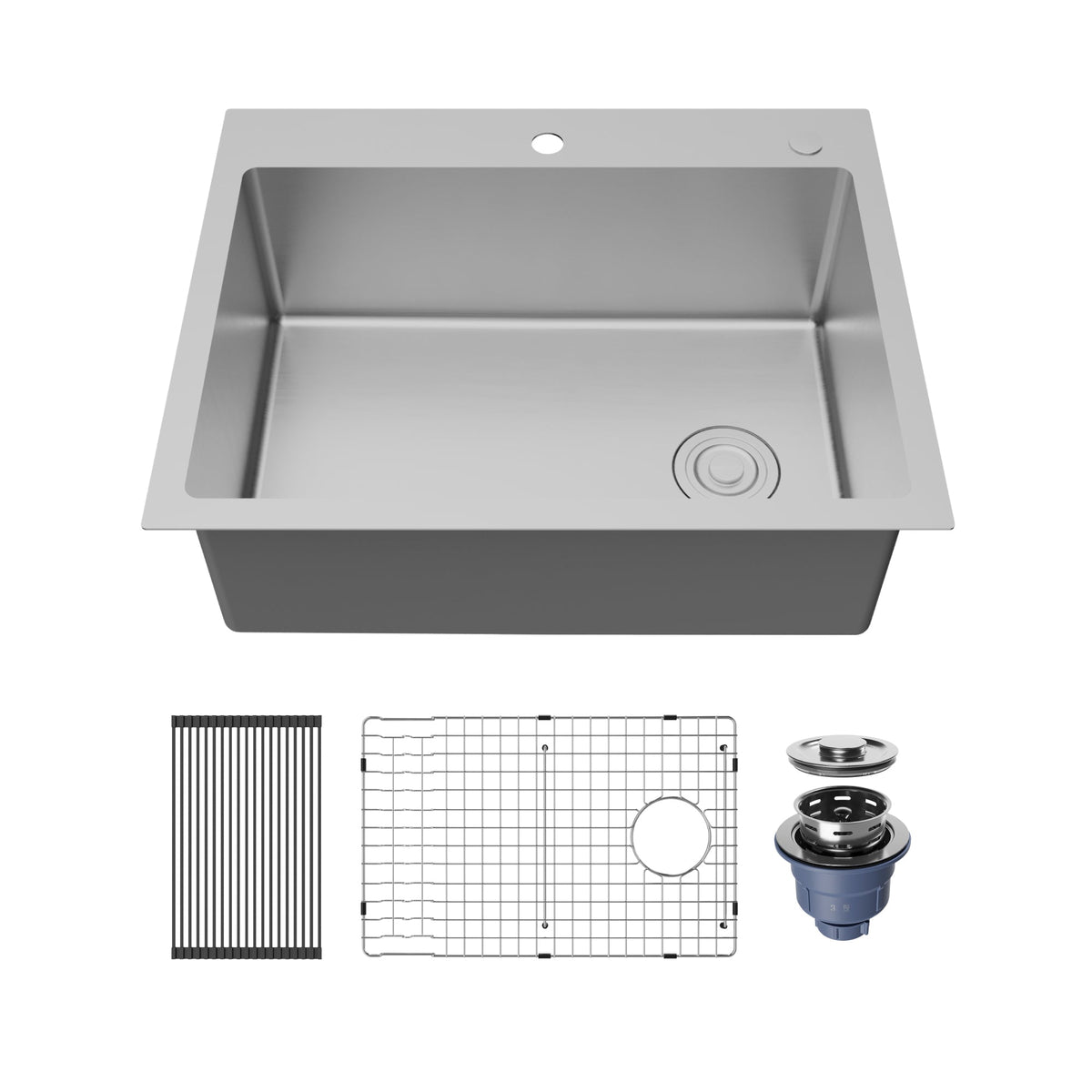 Fusion 28" Top Mount 16 Gauge Single Bowl Stainless Steel Sink with Accessories
