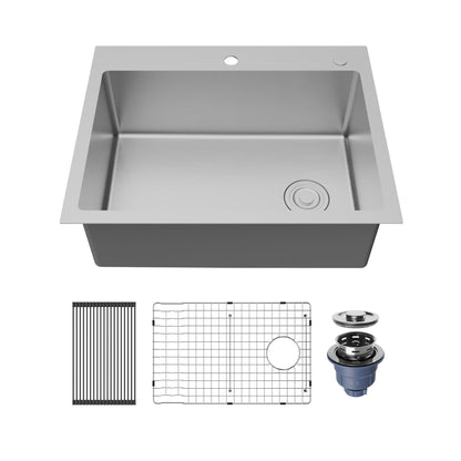 Fusion 28" Top Mount 16 Gauge Single Bowl Stainless Steel Sink with Accessories