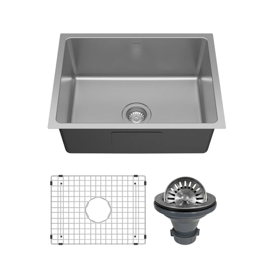 Lansen 24" Undermount 18 Gauge Single Bowl Stainless Steel Sink with Accessories