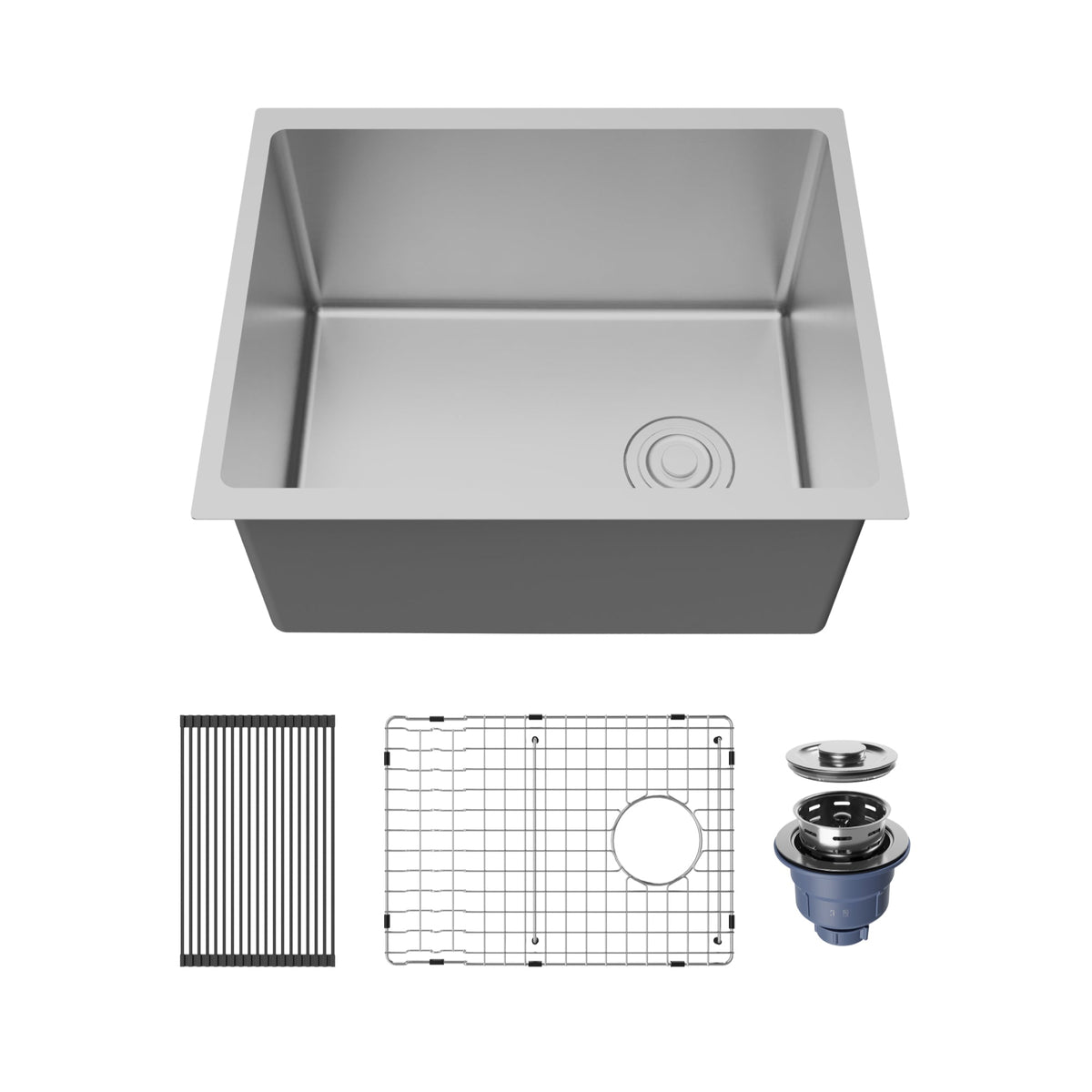 Fusion 23" Undermount 16 Gauge Single Bowl Laundry/Utility Stainless Steel Sink with Accessories