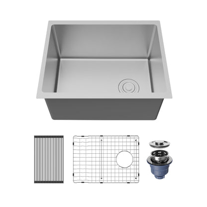 Fusion 23" Undermount 16 Gauge Single Bowl Laundry/Utility Stainless Steel Sink with Accessories