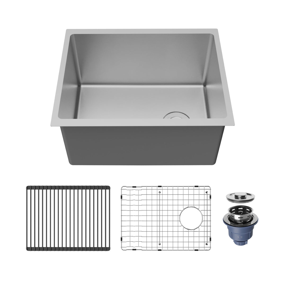 Fusion 23" Undermount Workstation 16 Gauge Single Bowl Laundry/Utility Stainless Steel Sink with Accessories