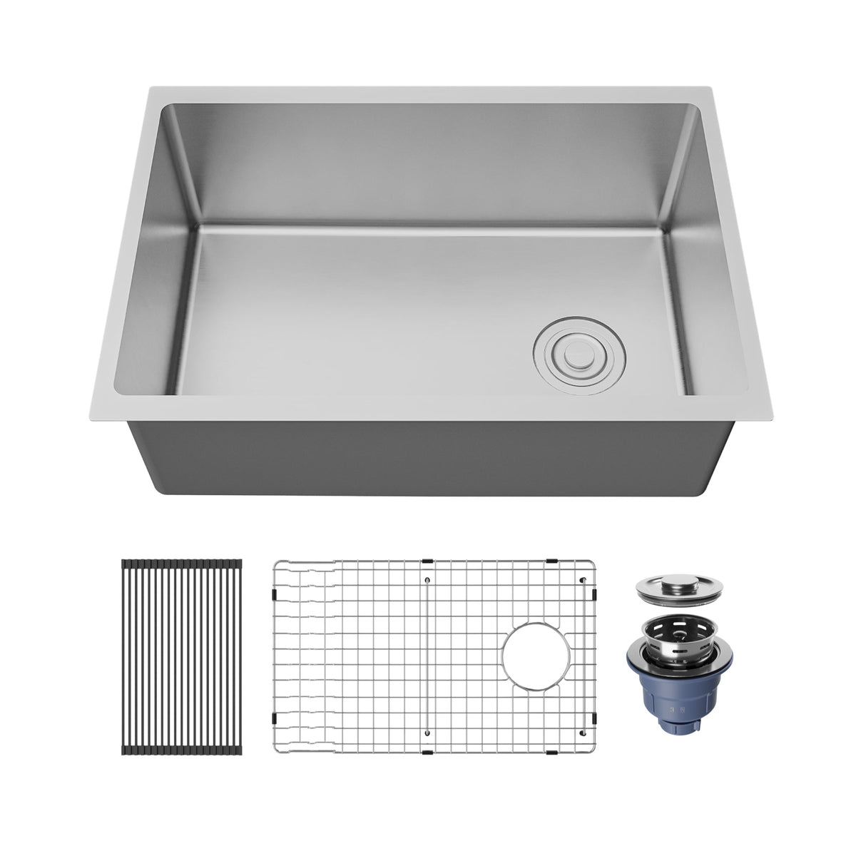 Fusion 27" Undermount 16 Gauge Single Bowl Stainless Steel Sink with Accessories