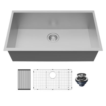 Fusion 31" Undermount 18 Gauge Single Bowl Stainless Steel Sink with Accessories