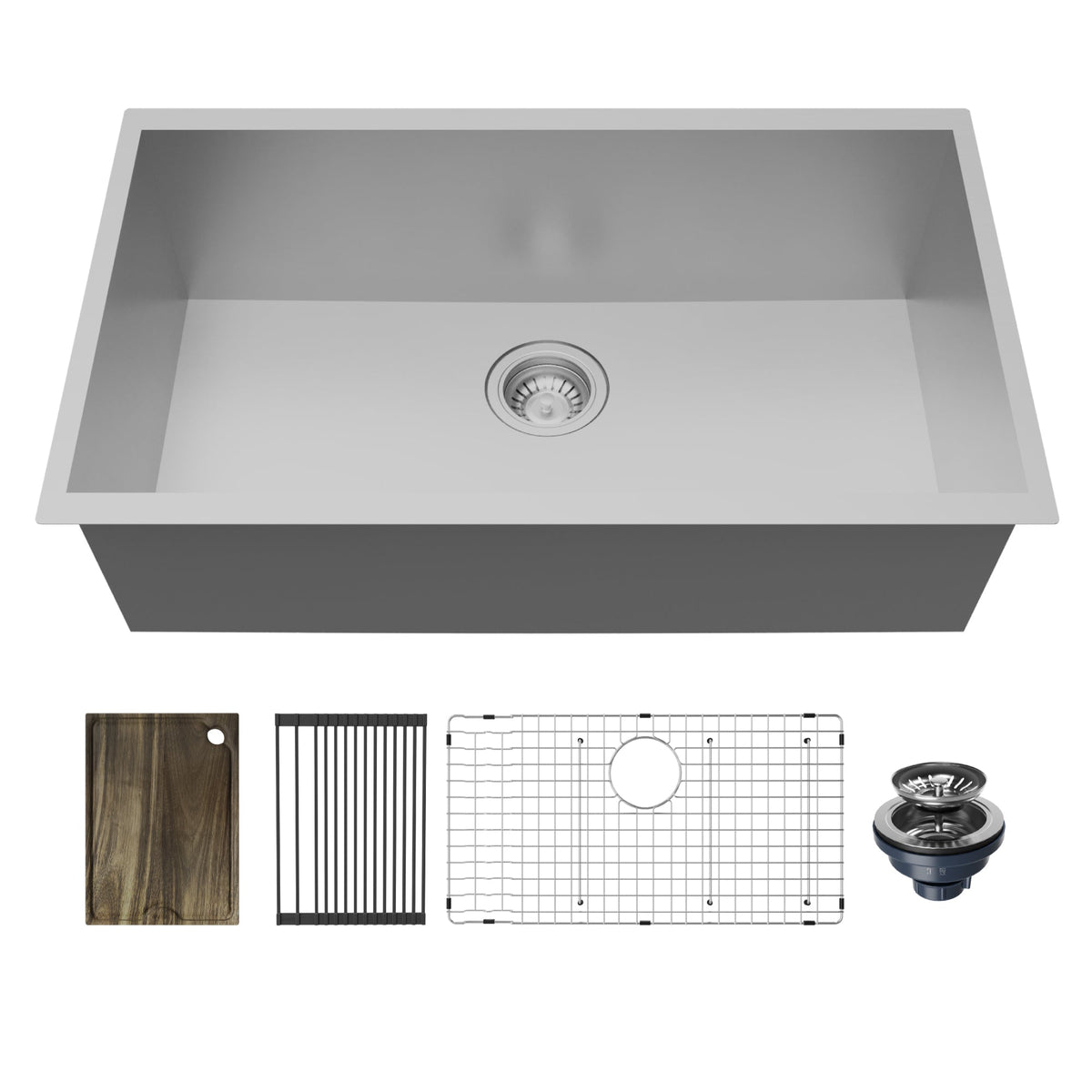 Fusion 31" Undermount Workstation 18 Gauge Single Bowl Stainless Steel Sink with Accessories