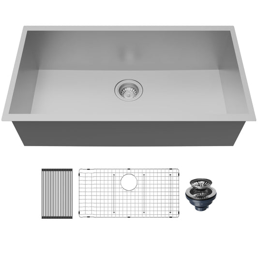 Fusion 33" Undermount 18 Gauge Single Bowl Stainless Steel Sink with Accessories
