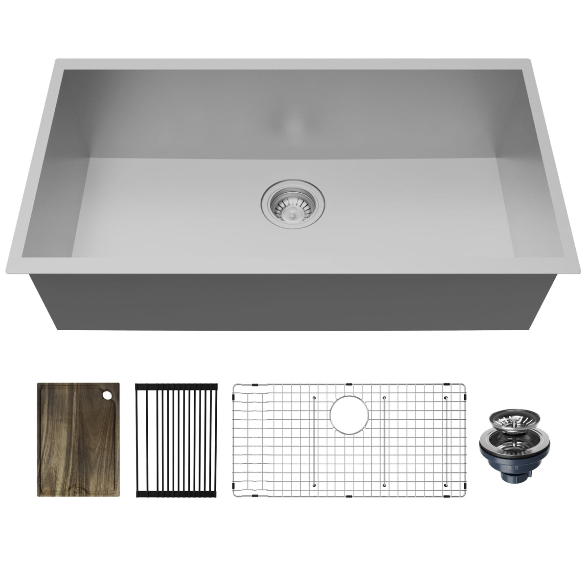 Fusion 33" Undermount Workstation 18 Gauge Single Bowl Stainless Steel Sink with Accessories