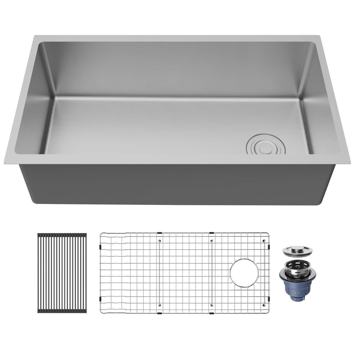 Fusion 33" Undermount 16 Gauge Single Bowl Stainless Steel Sink with Accessories