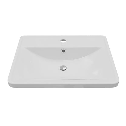 20-1/2" Top Mount Vitreous China Bathroom Sink In White