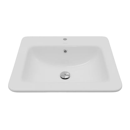 Valera 21" Rectangular Top Mount Vitreous China Bathroom Sink In White