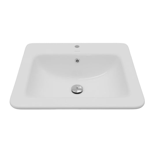 Valera 21" Rectangular Top Mount Vitreous China Bathroom Sink In White