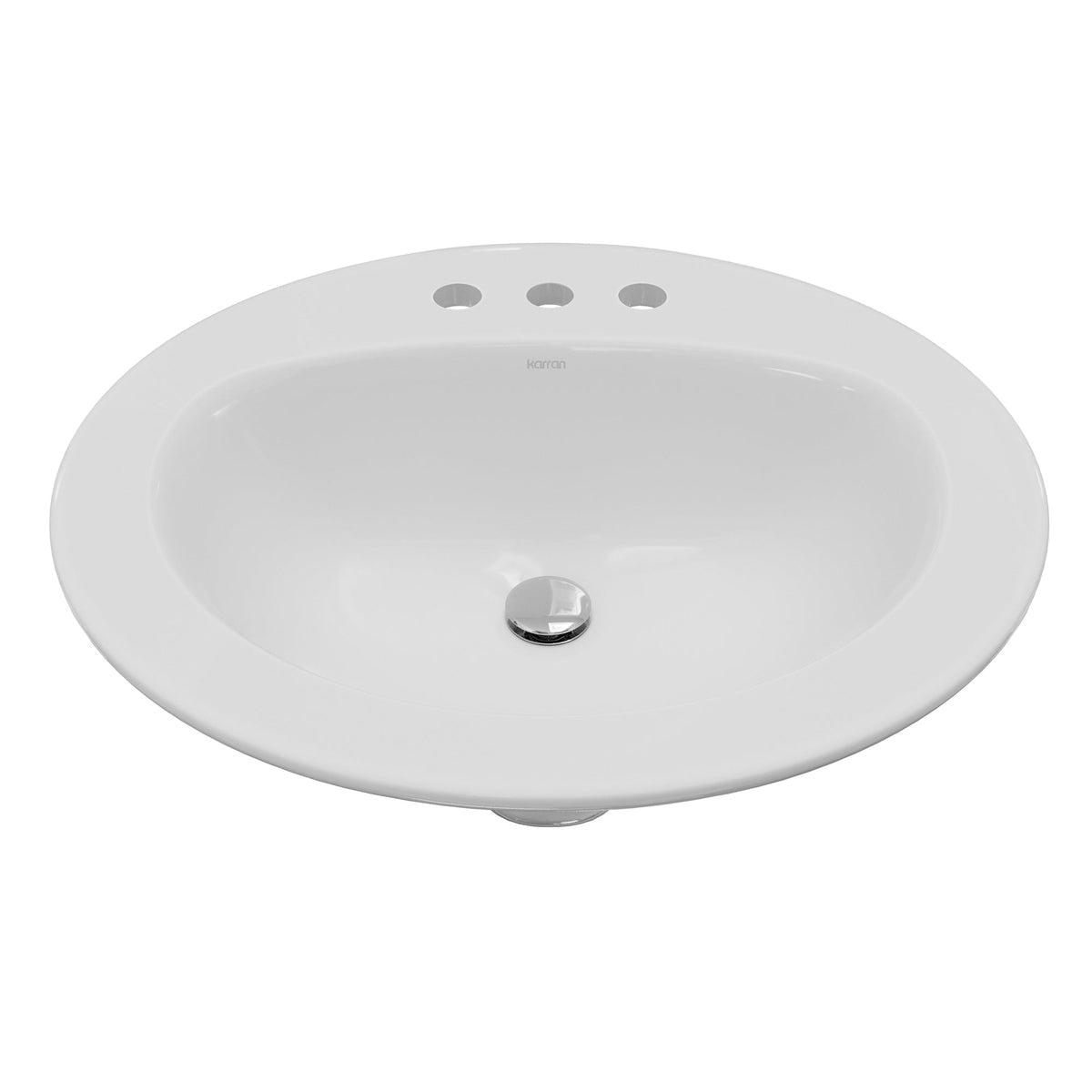 Valera 21" Oval Top Mount Vitreous China Bathroom Sink In White